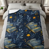 Floral Book Blanket, Dark Academia Aesthetic, Cozy Library Throw, Book Lover Gift, Botanical Bookish Blanket thumbnail 4