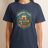 Drinking Team T-Shirt, Funny Beer Lover Gift, 'The Liver Is Evil' Punished Liver Graphic Tee, Bar Humor College Party Shirt for Him thumbnail 2