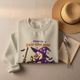 Witch Goose T-Shirt, Stir the Pot, Halloween Shirt, Funny Goose Tee, Spooky Season Apparel, Cute Witchy Design thumbnail 2