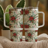 Christmas Floral Tumbler Design, Digital Paper, Watercolor Flower Backgrounds, Poinsettia PNG, Scrapbooking Paper, Digital Download thumbnail 9