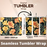 Yellow Orange Floral Tumbler Design, Watercolor Flowers Backgrounds, Junk Journal Pages, Printable Tumbler PNG, Digital Scrapbooking Paper thumbnail 7