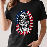Being A Veteran's Wife Is An Honor Sunflower Flag T-Shirt thumbnail 5