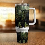 Black Bear Forest 40oz Tumbler Sublimation PNG, Distressed Tapered Seamless Wrap, Digital Download, Free Car Coasters thumbnail 3