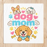 Dog Mom T Shirt Cartoon Golden Retriever Corgi Poodle Puppy Graphic Paw Bone Print thumbnail 8