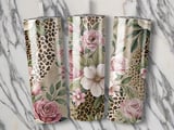 Floral Leopard 20oz Tumbler Wrap, Pink Roses Tumbler Design, Animal Print Tumbler PNG, Elegant Tumbler, Girly Tumbler, Digital Download thumbnail 2