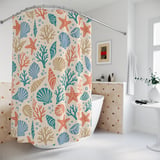 Vintage Coastal Shells & Starfish Shower Curtain thumbnail 2