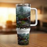 Realistic Red Bellied Newt 40oz Tumbler Wrap Digital Design, Amphibian Forest Sublimation, Naturecore Wildlife Animal Gift thumbnail 12