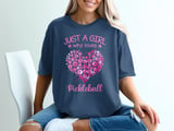 Pickleball Comfort Colors Shirt, Just A Girl Who Loves Pickleball, Cute Pink Heart Vintage Graphic Tee thumbnail 4