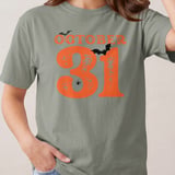 October 31st Halloween T-Shirt, Spooky Season Tee, Vintage Grunge Bats & Spider Web, Cute Fall Witchy Shirt thumbnail 4