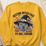 Resting Witch Face Pit Bull Sweatshirt | Halloween Pittie Shirt | Pit Bull Mom Gift | Bully Breed Apparel thumbnail 3