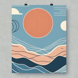 Minimalist Landscape Posters, Abstract Mountain Art, Geometric Sun Print, Mid Century Modern Wall Decor, Nature Inspired Posters thumbnail 9
