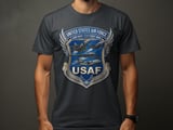 United States Air Force T-Shirt, USAF Aircraft Emblem Tee, Military Aviation Gift, Aim High Fly Fight Win Veteran Shirt thumbnail 5