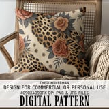 Digital Pattern, Leopard Print, Floral, Rose, Seamless Pattern, Digital Bundle, Fabric Design, Tumbler Wrap Design, Sublimation Design thumbnail 5