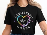 Registered Nurse T-Shirt: Watercolor Heart, Stethoscope, RN Nursing Tee thumbnail 8