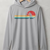 Pickleball Sport-Tek Performance Hood, Vintage Retro Sunset Stripes Player Silhouette, Lightweight Hoodie thumbnail 6