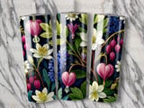 Dark Floral Tumbler Wrap PNG, 20oz Skinny Tumbler Sublimation Design, Seamless Bleeding Heart Digital File + Car Coasters thumbnail 7