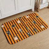 Cute Halloween Shower Curtains, Bath Mat, Kawaii Ghost and Skeleton Spooky Season Bathroom Decor, Orange Black Striped Fall Housewarming thumbnail 11
