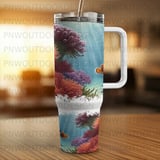 Clownfish Coral Reef 40oz Tumbler Sublimation Wrap Digital Design, Ocean Marine Life Seamless PNG File thumbnail 4