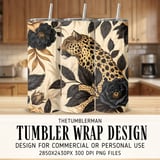 Digital Leopard Pattern, Floral Digital Paper, Animal Print, Digital Bundle, Seamless Pattern, Commercial Use, Printable Pattern, PNG JPG thumbnail 2
