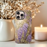 Wisteria Tough Phone Case Stained Glass Floral Art Nouveau Botanical Mosaic Flower Cover Aesthetic Cottagecore Gift for Her Nature Lover thumbnail 4
