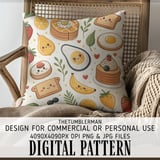 Digital Food Pattern, Digital Breakfast Pattern, Cute Food Illustration, Digital Seamless Pattern, Food Clipart, Digital Bundle Pattern thumbnail 5