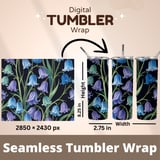 Bluebell Flowers Tumbler Design, Digital Paper Pack, Watercolor Floral Backgrounds, Printable PNG, Scrapbook Paper, Junk Journal thumbnail 7