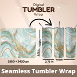 20 oz Skinny Tumbler Wrap, Teal Gold Marble Sublimation Design, Tumbler Digital, Straight Tapered Wrap png, Instant Download thumbnail 5