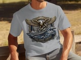 United States Navy T-Shirt | Patriotic Military Veteran Apparel with Eagle, Ships, Anchor | Honor Courage Commitment Gift thumbnail 2