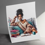 Book Lover Poster, African American Woman Art, Reading Poster, Cozy Home Decor, Stylish Wall Art, Black Girl Magic Poster, Literary Gift thumbnail 2