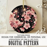 Pink Cherry Blossom Tumbler Design, Floral Tumbler Png, Watercolor Flowers Digital Papers, Junk Journal Pages, Scrapbooking Paper Digital thumbnail 3