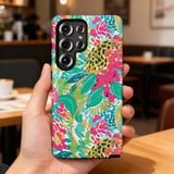 Vibrant Tropical Leopard Floral Tote Bag & Phone Case, Preppy Summer Beach Bag, Colorful Abstract Pattern Accessory Gift thumbnail 12