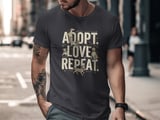 Adopt Love Repeat Dogs T-Shirt | Rescue Dog Mom Gift | Cute Puppy Lover Tee | Animal Shelter Support Shirt thumbnail 2