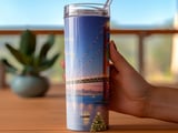 Christmas on the Bay 20oz Skinny Tumbler Wrap Digital Design - Golden Gate Holiday SF Christmas City View Seamless Tumbler PNG thumbnail 3