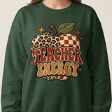 Teacher Energy Sweatshirt Retro Apple Hoodie Vintage Boho Teacher Gift Cozy Fall Back To School Crewneck Leopard Checkered Teacher Tote Bag thumbnail 5