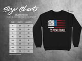 Pickleball Gildan Crewneck Sweatshirt, PICKLEBALL Distressed USA Flag Paddle, Court Warm Up Outerwear thumbnail 11