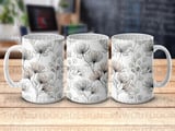 X-ray Flower Mug Sublimation Wrap, Ethereal Botanical Digital Design for 11oz 15oz Cup, Minimalist Ghosted Floral PNG, Instant Download thumbnail 7
