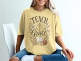 Teach with Grace T-Shirt for Teachers, Floral Christian Educator Gift, Vintage Whimsical Back to School Tee thumbnail 8