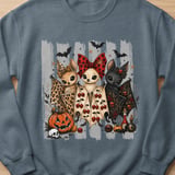 Cute Halloween Bat Friends T-Shirt, Spooky Season Sweatshirt, Whimsical Goth Chibi Bats Pumpkin Skull thumbnail 12