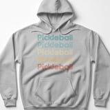 Pickleball Gildan Fleece Hoodie, Retro Striped Pickleball Stacked Line Graphic, Court Pullover Sweatshirt thumbnail 2