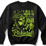 Pickleball Gildan Crewneck Sweatshirt, All I Need Is Jesus And Pickleball, Court Warm Up thumbnail 1