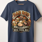 Dad Bod Powered by Beer Pizza BBQ T-Shirt, Funny Father's Day Gift, Husband Birthday Tee, Men's Grilling Apparel thumbnail 6