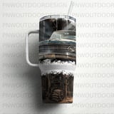 40oz Tumbler Vintage Car Barn Sublimation, Seamless Tapered Distressed Hot Rod Wrap Digital, Rustic Garage PNG thumbnail 11