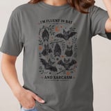 Fluent in Bat and Sarcasm Shirt, Cute Bat Lover T-Shirt, Funny Goth Aesthetic Sweatshirt, Witchy Halloween Gift for Her thumbnail 2