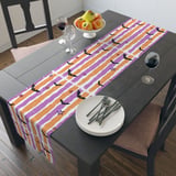 Halloween Bat Pillow Cover & Table Runner, Spooky Distressed Purple Orange Stripe Star Fall Decor, Whimsical Home Decor thumbnail 16
