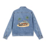 Grand Wagoneer Beach Denim Jacket, The Waggy Art, Surfing Vibes, Tropical Palm thumbnail 3