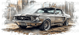 40oz Tumbler Sublimation Seamless Wrap Distressed Vintage Mustang Car Garage Digital PNG Design | Tapered Tumbler Wrap for Men thumbnail 14