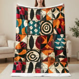 Abstract Geometric Pattern Velveteen Blanket, Woven Blanket, Throw Pillows - Modern Mid-Century Home Decor Gift thumbnail 10