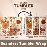 Autumn Flowers Tumbler Design, Digital Download, Fall Floral PNG, Junk Journal Paper, Watercolor Backgrounds, Scrapbooking Paper thumbnail 7