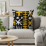 African Mud Cloth Velveteen Blanket, Tribal Art Woven Throw, Abstract Boho Pillow Cover, Black Yellow White Pattern Home Decor Gift thumbnail 17