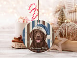 Chocolate Lab Ornament, Custom Dog Christmas Ornament 2026, Labrador Retriever Holiday Gift for Dog Mom, Rustic Pet Christmas Tree Decor thumbnail 2